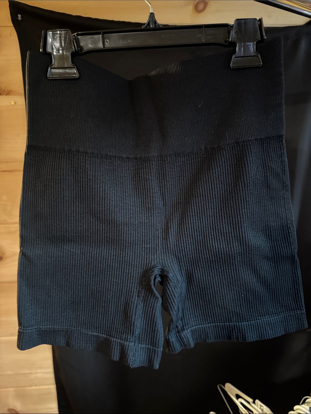 Colsie Black Ribbed High-Waist Bike Shorts